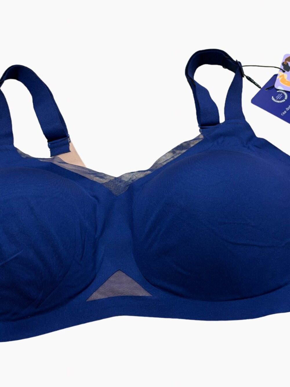 NWT Honeylove Crossover Wireless Liftwear Bra Navy Blue Size 42DD / 42DDD